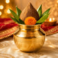Pure Source India Brass Kalash Lota for Puja & Decoration | Small Brass Kalash | 3.5 Inch Gold Finish | Traditional Pooja Item for Home Temple, Festivals & Gifting