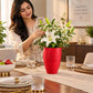 Pure Source India Red Flower Vase for Home Décor | Decorative Tabletop Planter for Living Room & Dining Table