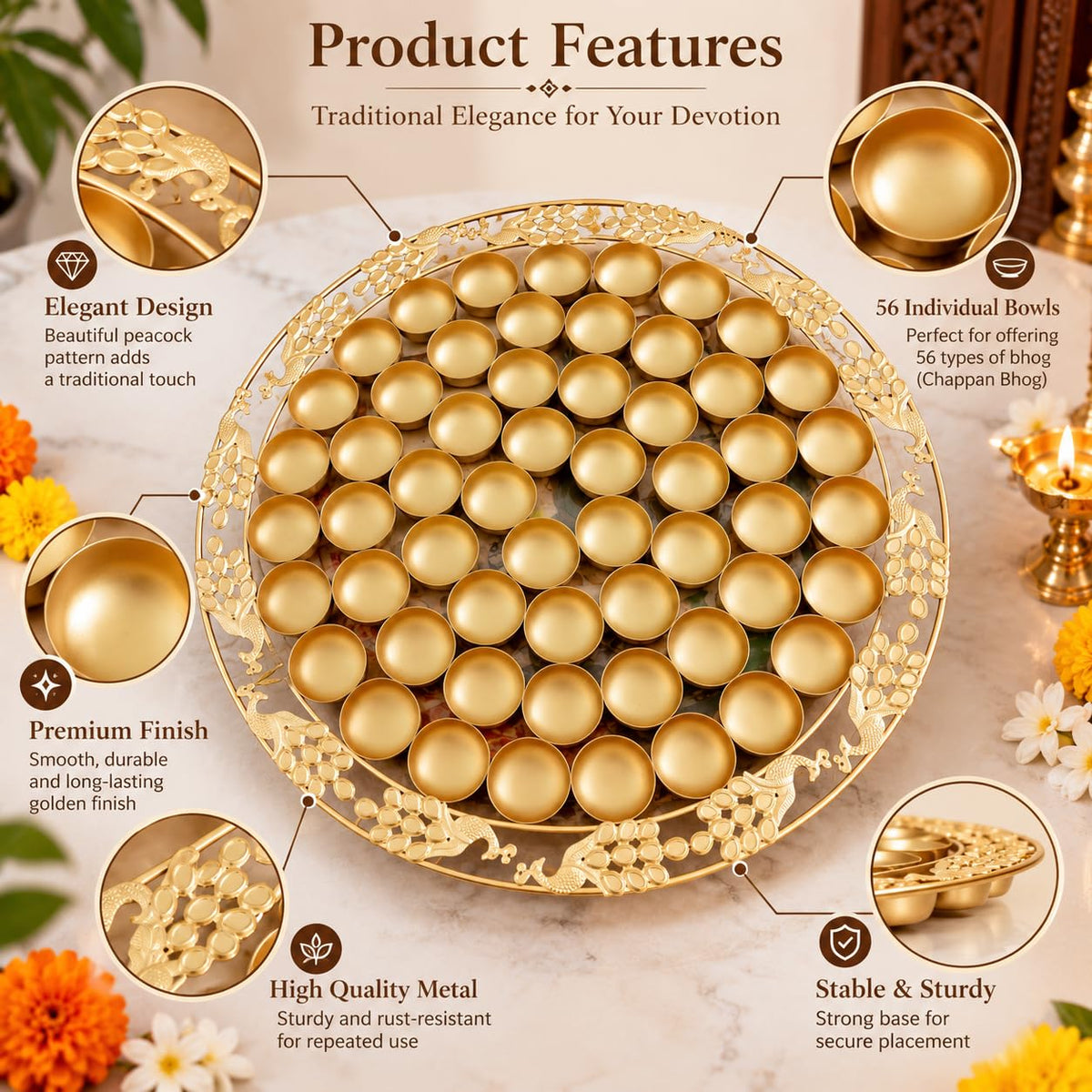 Pure Source India 56 Bhoog Thali for Home mandir Pooja & Religious Offerings