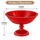 Pure Source India Red Glass Fruit Bowl 7.5 Inch | Decorative Ribbed Pedestal Bowl for Fruits, Snacks, Desserts & Table Centerpiece | Elegant Gold Serving Bowl
