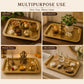 Pure Source India Large Decorative Brass Serving Tray 13.8 x 9.8 Inch | Premium Rectangular Brass Platter for Tea, Coffee, Snacks & Dry Fruits