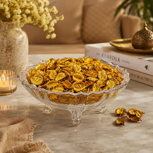 Decorative Glass Potpourri Bowl with Fragrant Potpourri | Ready-to-Gift Shrink Wrapped | Thank You Gift | Home Decor, Center Table, Living Room & Festive Decoration