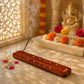 Wooden 10 inch Incense Stick Holder with Brass Moon & Star Inlay Design – Handmade Agarbatti Stand for Home, Puja, and Meditation