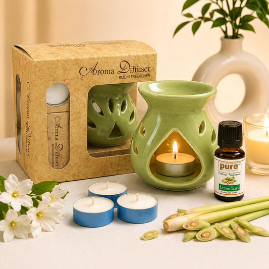 Pure Source India Ceramic Aroma Set (Green)