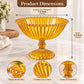 Pure Source India Yellow Glass Fruit Bowl 7.5 Inch | Decorative Ribbed Pedestal Bowl for Fruits, Snacks, Desserts & Table Centerpiece | Elegant Gold Serving Bowl