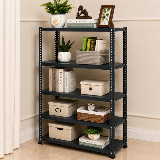 Pure Source India Iron Matte Finish (2 X 1 X 4 FT) (5 Shelf) Adjustable Display Rack for Home Office & Gym Use