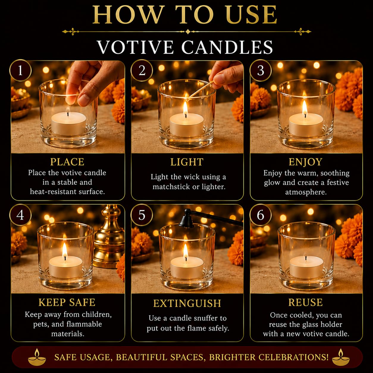 Pure Source India Yellow Glass Votive Tealight Candle Holder - 4 Piece