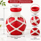 Pure Source India Decorative Red Flower Vase with Macramé Rope Design | Tabletop Home Décor Vase for Living Room, Dining Table & Office