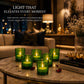 Pure Source India Set of 6 Glass Votive Tealight Candle Holders Green - Living Room Side Table Home Decoration