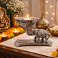 Pure Source India Silver Elephant Urli Bowl/Decorative Bowl for Home Decor, Floating Flowers, Candle Holder and Temple