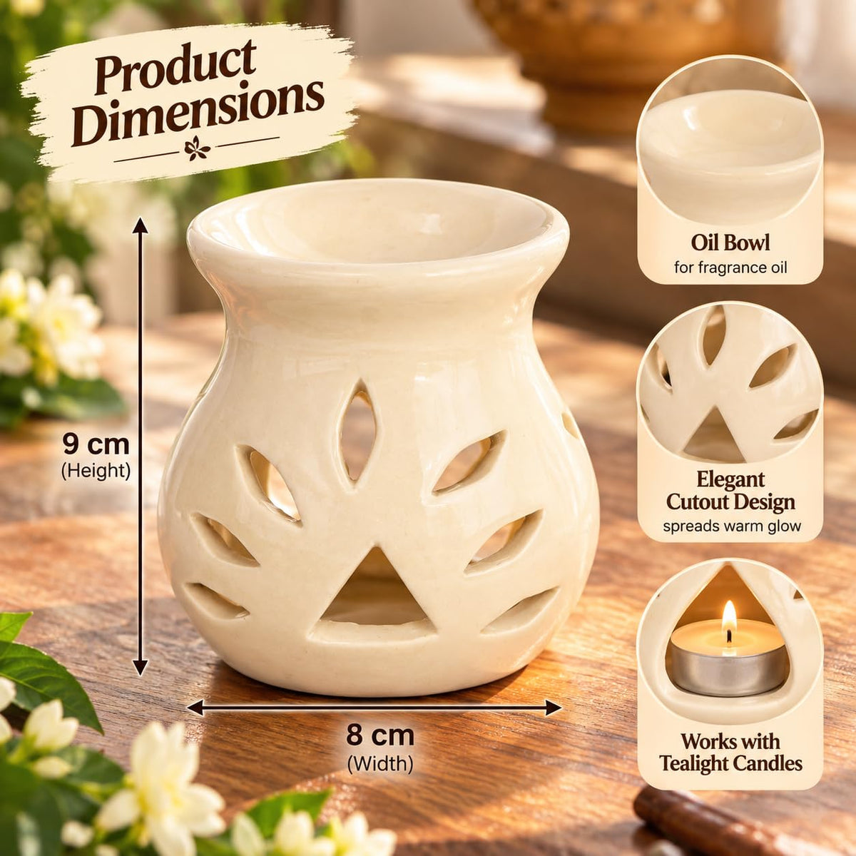 Pure Source India Ceramic Aroma Set (White)