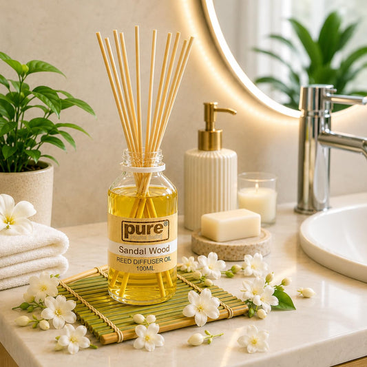 Pure Source India 100ML Sandalwood  Aroma Reed Diffuser Refill , 8 Pcs Reed Stick Coming Free With This Reed Diffuser Oil