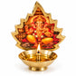 Pure Source India Brass Diya with Ganesh Leaf Frame for Home Temple, Daily Worship, Diwali Decoration & Gifting