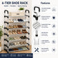 6 Tier Stainless Steel Shoe Rack Organizer | Easy Assembly Footwear Storage Shelf for Home, Office & Entryway