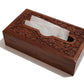 Pure Source India Handmade Wooden Tissue Napkin Holder Box, Decorative Wood Intricate Carvings Facial Napkins Holder Box for Dining Table, Kitchen, Home