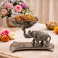 Pure Source India Silver Elephant Urli Bowl/Decorative Bowl for Home Decor, Floating Flowers, Candle Holder and Temple