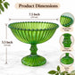 Pure Source India Green Glass Fruit Bowl 7.5 Inch | Decorative Ribbed Pedestal Bowl for Fruits, Snacks, Desserts & Table Centerpiece | Elegant Gold Serving Bowl
