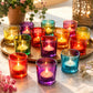Pure Source India Pack of 16 Multicolour Glass Tealight Candle Holders - Votive Holders for Diwali Decoration, Home Decor, Christmas & Gifting - Vibrant Festive Glass Votives for Tea Lights