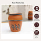 Pure Source India Terracotta Clay Cups 150ml– Handcrafted Kulhad Style Tea Glasses with Tribal Art Design for Tea, Coffee, Milk, or Décor