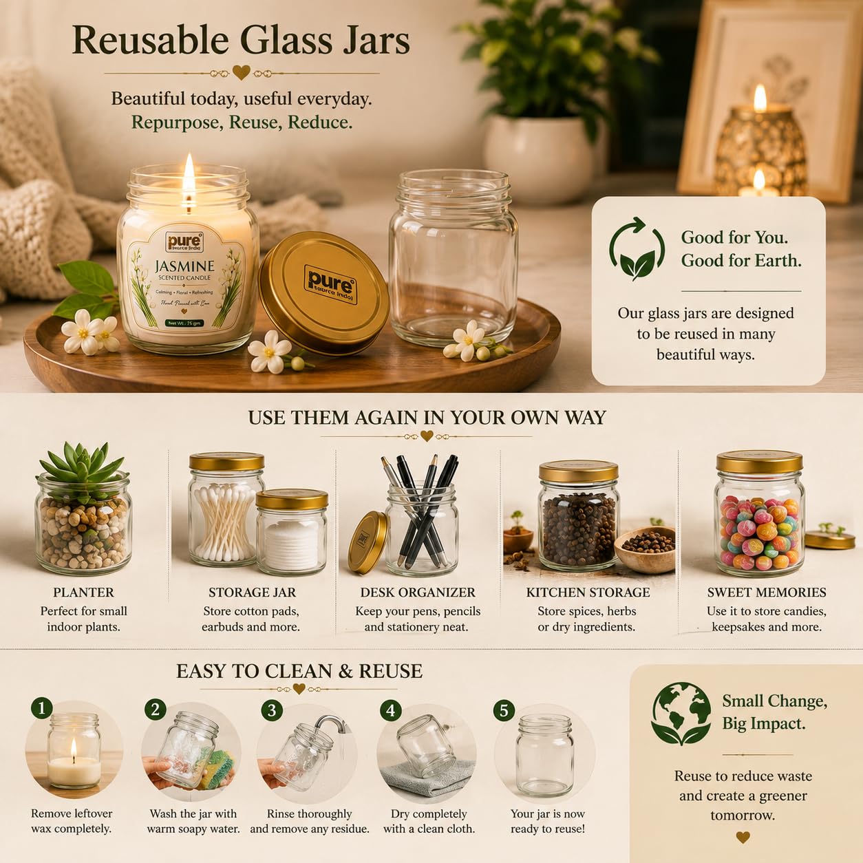 Pure Source India Scented Candle Gift Set of 3 | Vanilla, Mandarin & Lavender | 75g Each | Fragrance Candles for Home, Living Room & Gifting