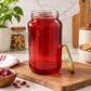Pure Source India Red Glass Jar with Gold Metal Lid, (1000ml), Airtight Kitchen & Pantry Container, Multipurpose Food Storage Jar