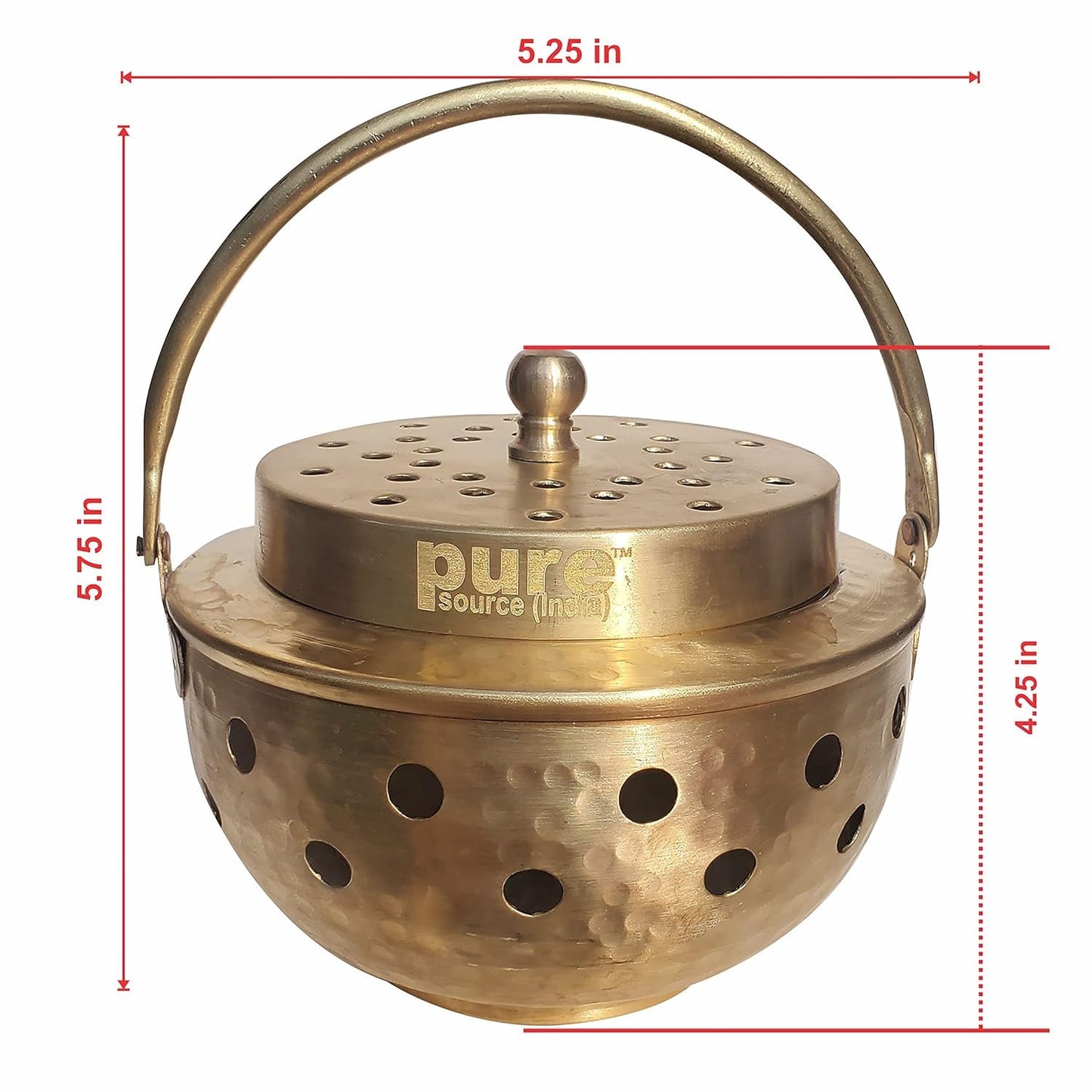 Pure Source India Multipurpose Brass Kapoor Dani, Aroma Diffuser, Incense Burner, Pack of 1