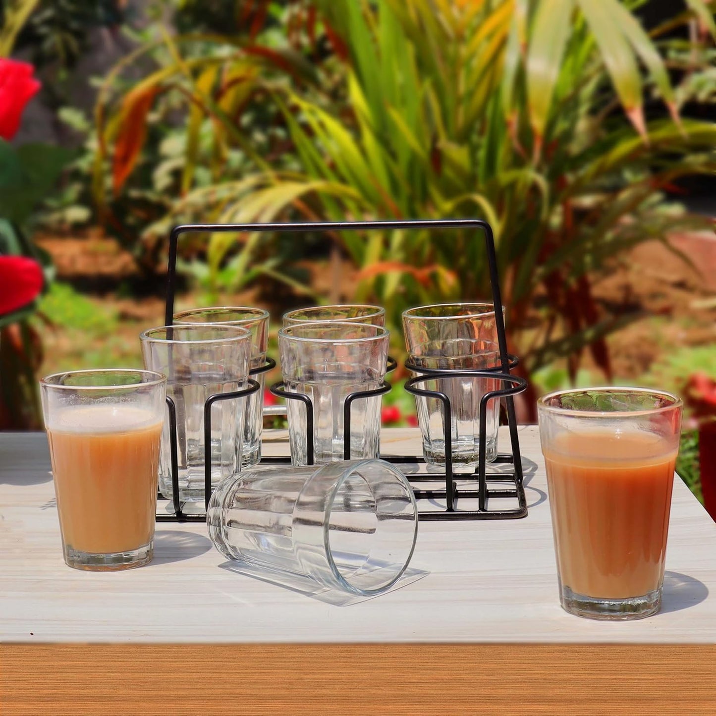Pure Source India Glass Tea Cup Cutting Chai Glass, Coffee for Home Decor/Kitchen/Resturant (120ml)
