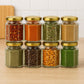 Pure Source India 190ml Hexagon Glass Jar with Golden Lid | Airtight & Leakproof | Dishwasher & Freezer Safe |for Spices, Pickles, Honey, Dry Fruits, Gifts & Kitchen Organization