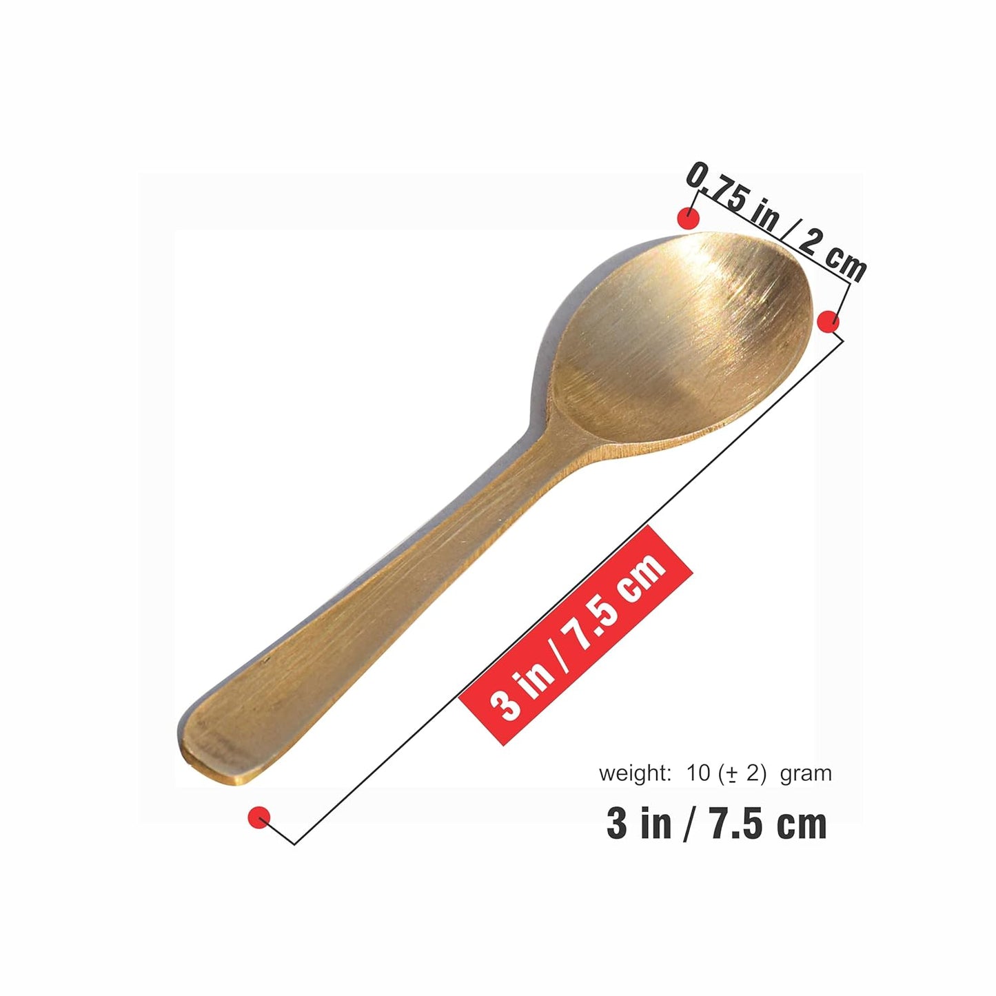 Pure Source India 3 Inch Brass Spoon Perfect for Spices, Coffee and Dessert Spoon