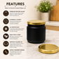 Black Colored Frosted Glass Jar Container with Airtight and Rust Resistance Metal Lid, 150 Gm