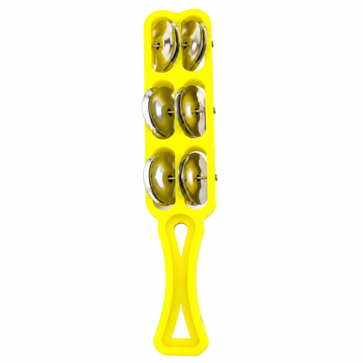 Pure Source India Handheld Plastic Tambourine Pack of 2 | 3-Pair Metal Jingle Percussion Instrument | Ideal for Bhajan, Kirtan, Pooja, Aarti, Garba, Music Practice & Cultural Events | Yellow