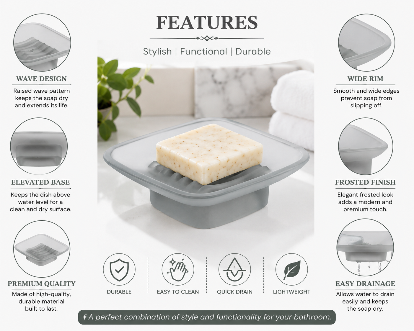 Pure Source India Glass Soap Dish, Frosted Square