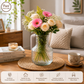Pure Source India Modern 8 Inch Glass Flower Vase – Hammered Texture Decorative Tabletop Vase for Flowers & Home Decor