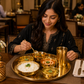 Pure Source India Kansa Solid Thali Set for Home, Kitchen, Dinning Table, Hotel & Gifting Purpose Set of 6 (Gold)