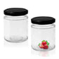 Pure Source India 50 g Crystal Clear Round Glass Jar with Black Cap, Set of 2 | Airtight Food-Grade Storage Container | Rust-Free Jar for Spices, Dry Fruits, Sugar, Tea, Coffee & Kitchen Storage