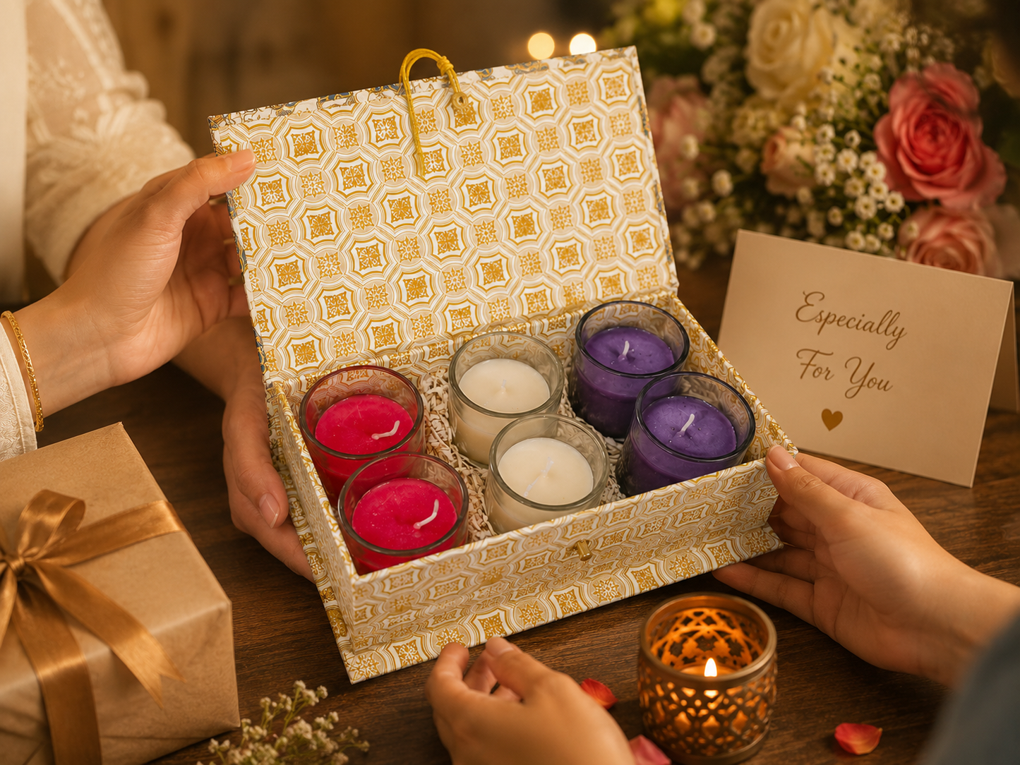 Pure Source India Scented Votive Candles in Glass, Set of 6 | Rose, Lavender & Vanilla Fragrance Candles | Aromatherapy, Home Décor & Relaxation Candles | Diwali, Wedding, Housewarming & Gift Set