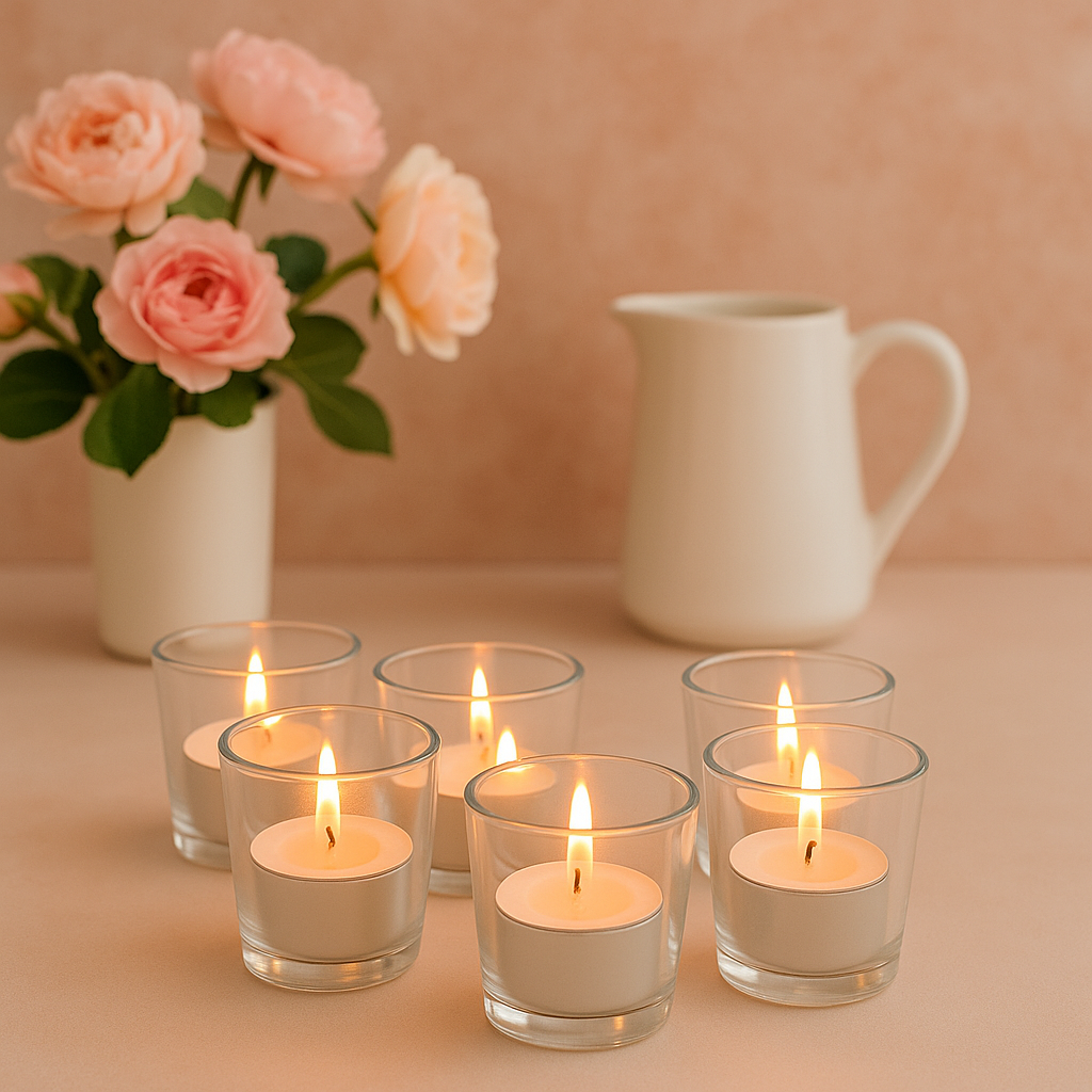 Pure Source India Clear Votive Glass Tealight Candle Holders for Tealight, Wedding, Diwali, Party, Home & Spa Décor (Set of 4) image 4