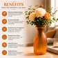 Pure Source India Elegant Orange Textured Glass Flower Vase – Decorative Bubbled Design, Modern Home Décor Accent, Table Centerpiece