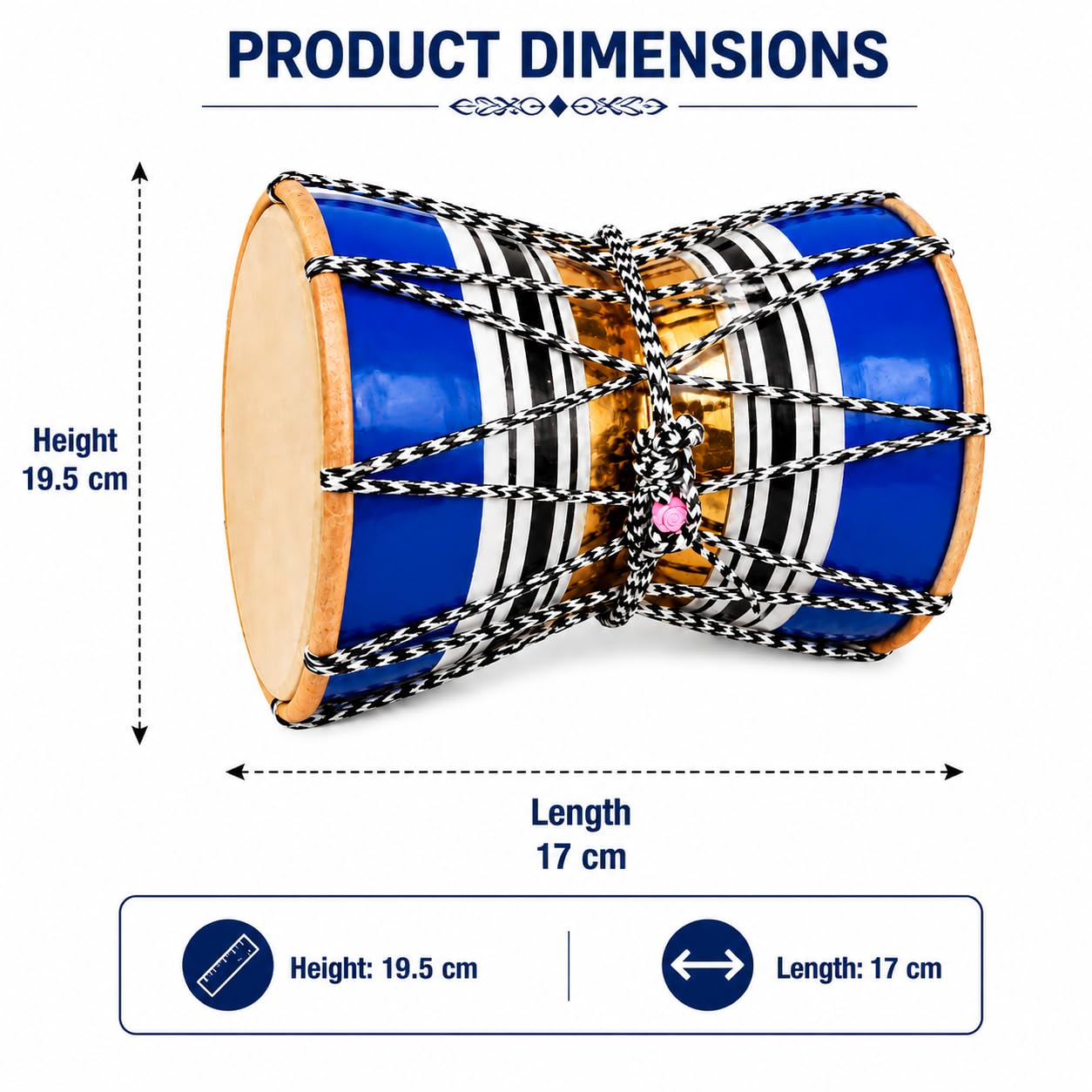 Pure Source India Wooden Damru Drum | Handmade Traditional Indian Musical Instrument | Double-Sided Percussion Drum for Kids & Adults | Bhajan, Meditation, Pooja, Festivals & Home Decor