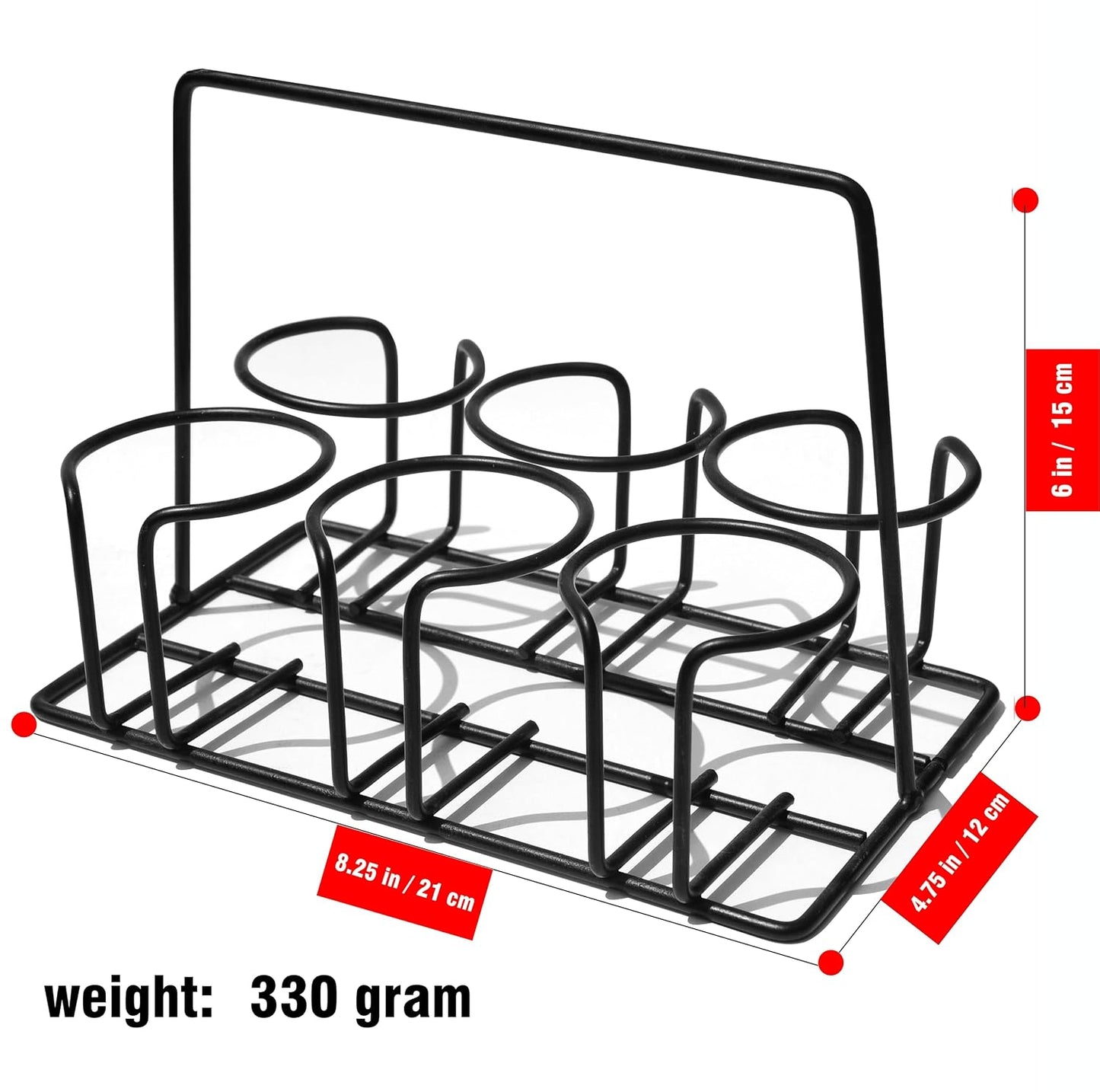 Pure Source India Cutting Chai Glasses with Iron Stand, Set of 6 | 120ml Transparent Tea Glasses for Home, Kitchen, Café, Restaurant & Dhaba | Chai Cups for Serving Tea & Coffee