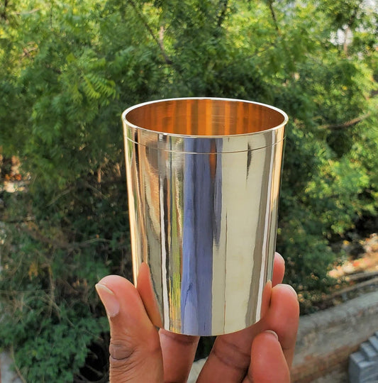 Pure Source India Bronze Kansa Glass Handmade, 1 Piece, 200 Ml, Gold