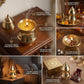 Brass Kapoor dani with Night lamp, Aroma Diffuser, Bakhoor dani,Camphor Burner (19.5 CM Gold)
