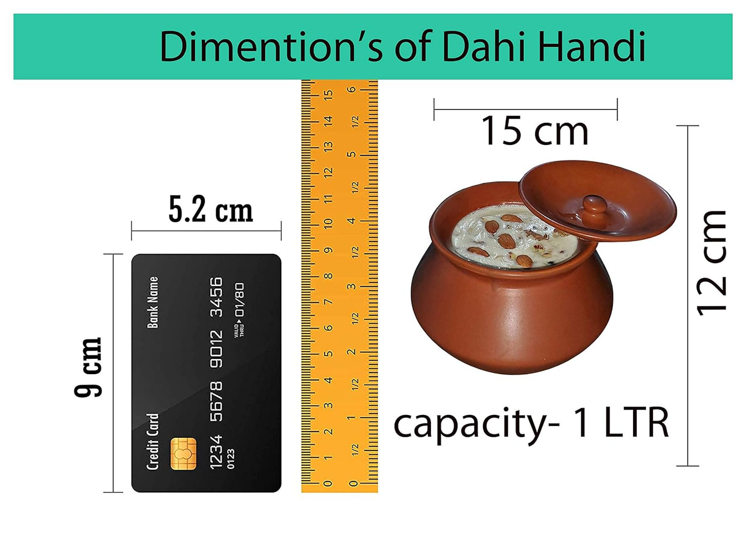 Pure Source India Round With Lid Clay Dahi Handi, 1 Ltr, 1 Piece, Brown, Unglazed Terracotta, 1 Liter