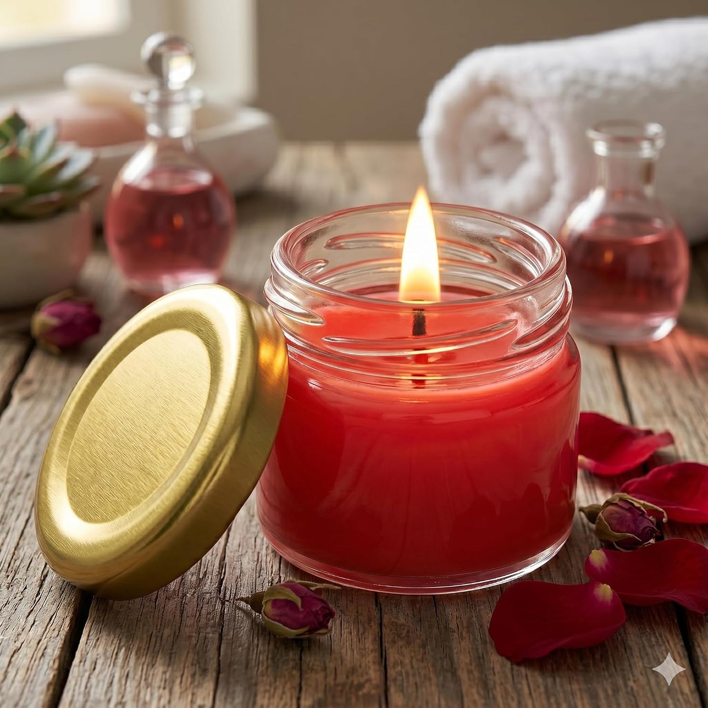 Pure Source India 20 Gram Set of 12 pcs Scented Mini Glass Jar Candle with Rose Fragrance