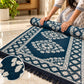 Pure Source India Blue Cotton Yoga Mat for Women and Men, 2X6 feet, 3mm thick, Light Weight, Machine Washable, Home Exercise