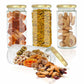 Kitchen Storage long Bamboo Glass Jars (200 ml, Transparent) For Sauce, Pickle, Cereal, Spice, Spaghetti Noodles