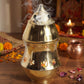 Brass Kapoor dani with Night lamp, Aroma Diffuser, Bakhoor dani,Camphor Burner (19.5 CM Gold)