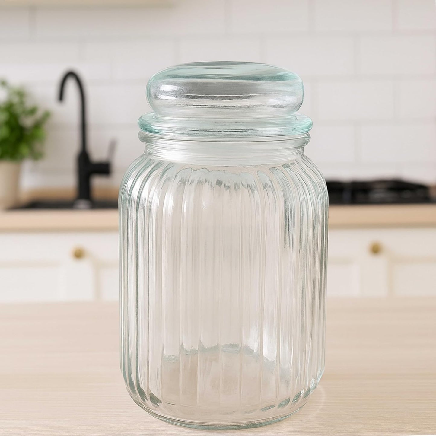 1000ml Glass Storage Jar with Airtight Lid | Kitchen Organizer for Spices, Pickles, Dry Fruits, Sugar & Snacks
