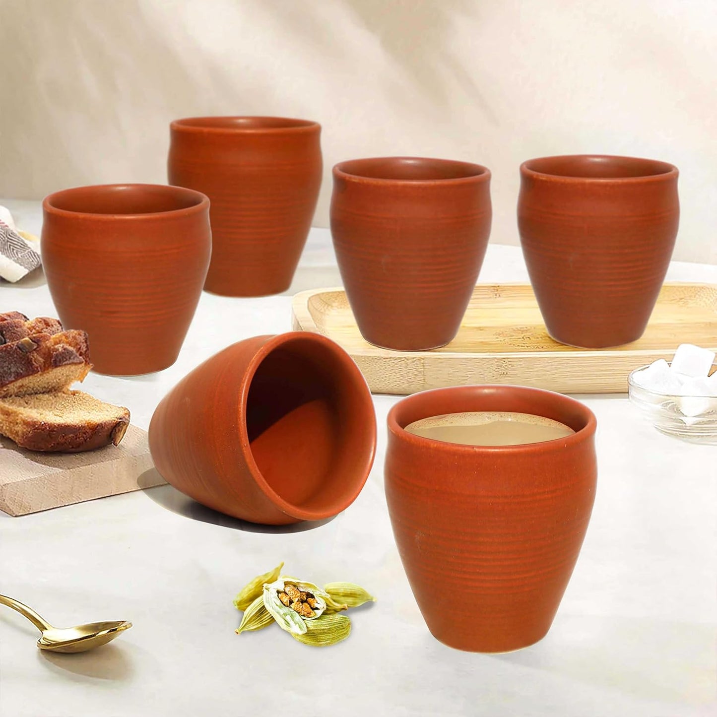 Pure Source India 200ml Earthen Clay Cups Kullad Coffee Tea Chai Mug  Matka Curd Cups