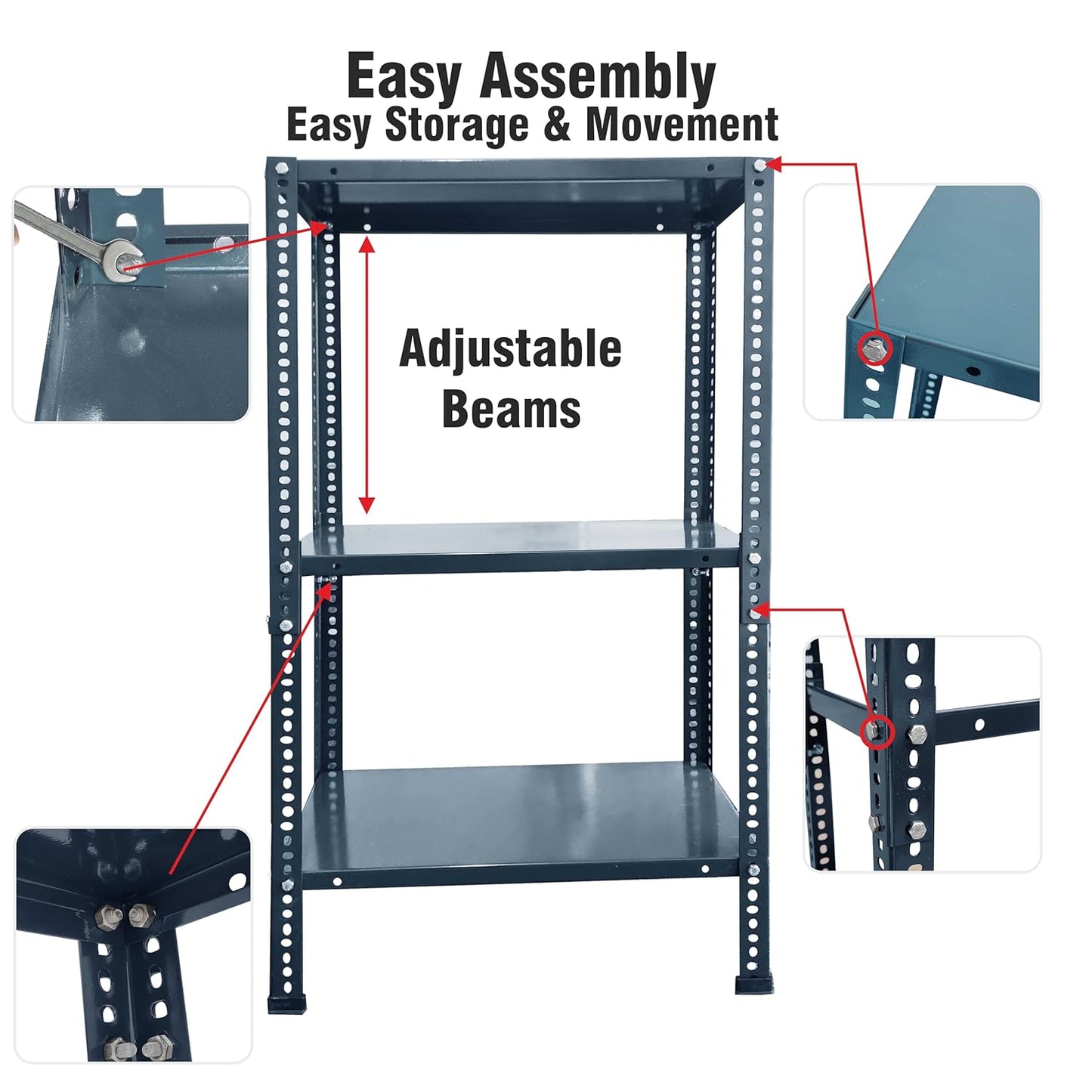Iron Matte Finish (2 X 1 X 2FT) (2 SHELF) Adjustable Display Rack